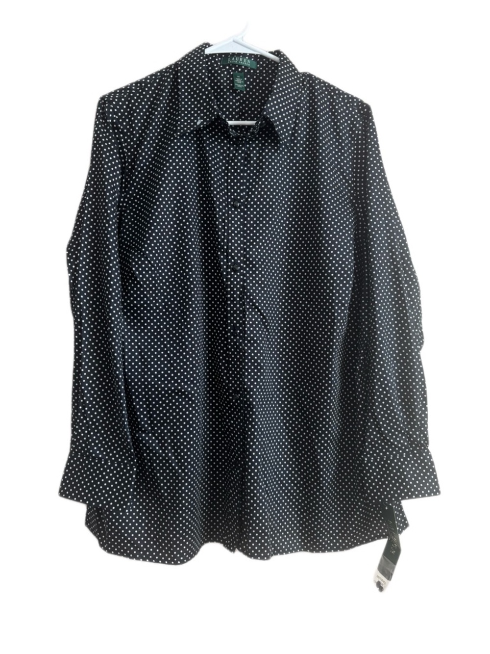 Lauren Ralph Lauren Black and White Polka Dot Button-Down Blouse